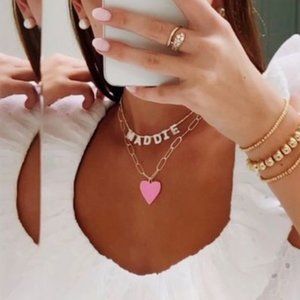 Summer Love Designs large pink heart necklace gold